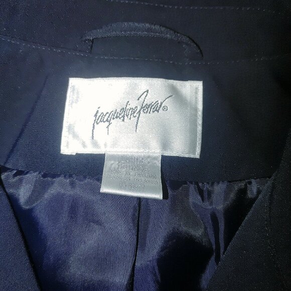 Large Dress Coat Jacqueline Ferrar Navy Blue Button Front Pockets Trench Coat - Picture 2 of 12